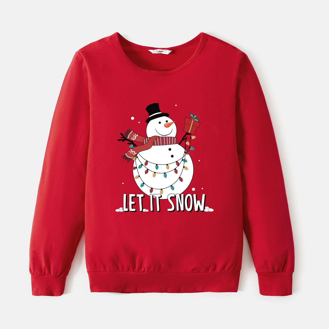 

Christmas Family Matching Solid Color Snowman Print Cotton Long Sleeve Tops