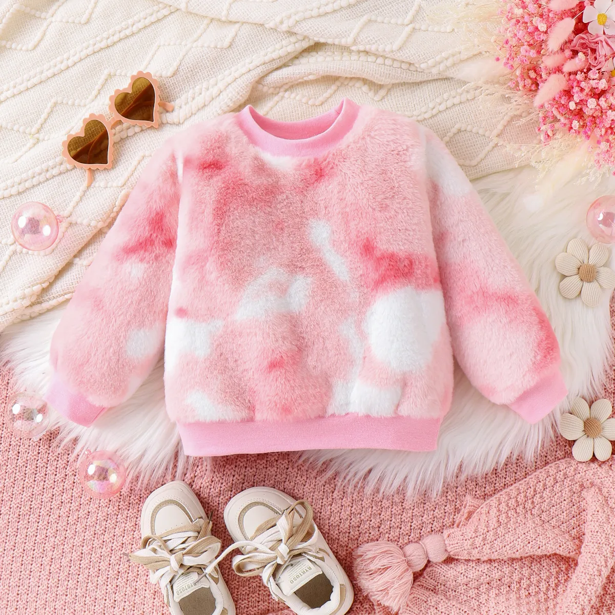 Toddler Girl Tye Teint Fuzzy Fleece Sweatshirt