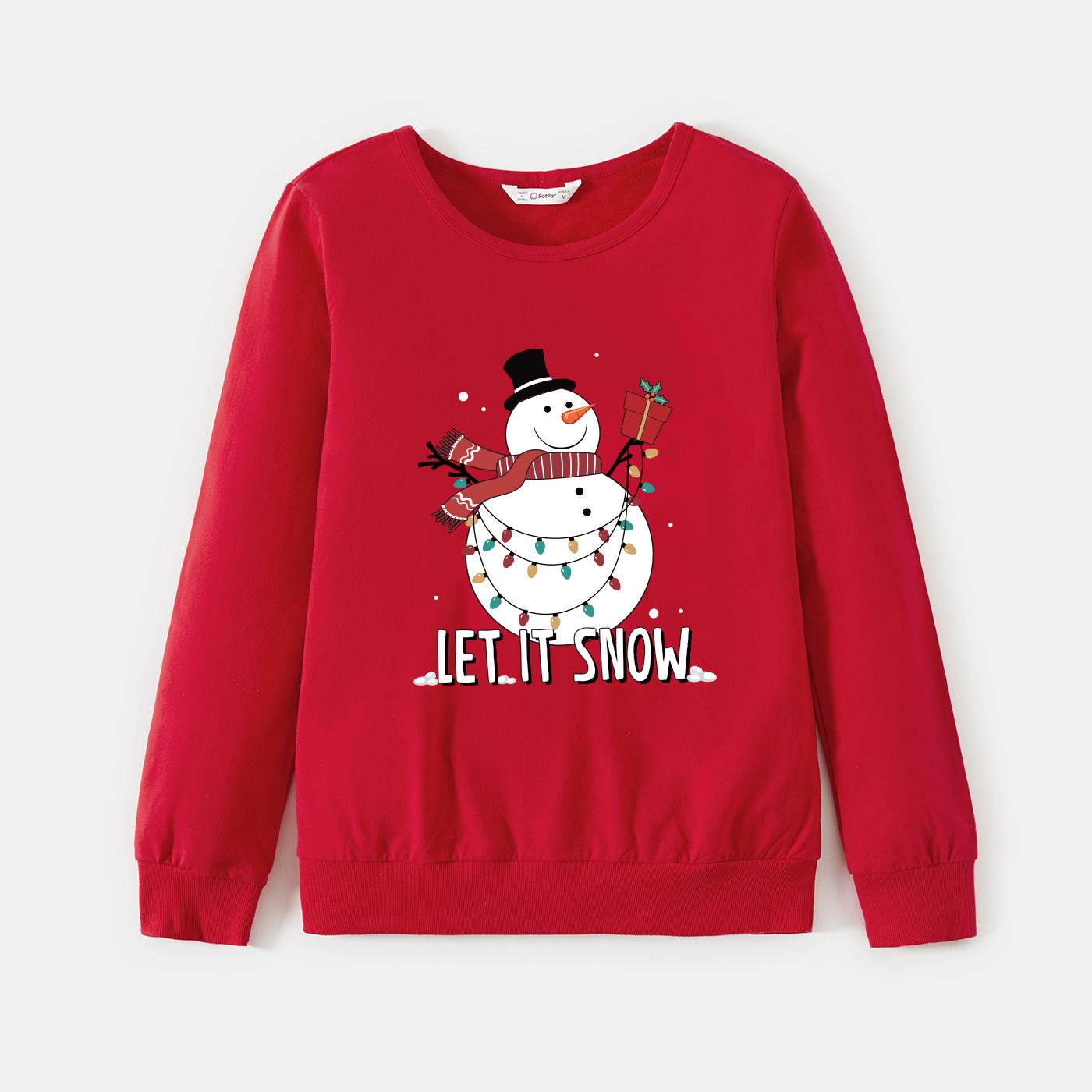 

Christmas Family Matching Solid Color Snowman Print Cotton Long Sleeve Tops