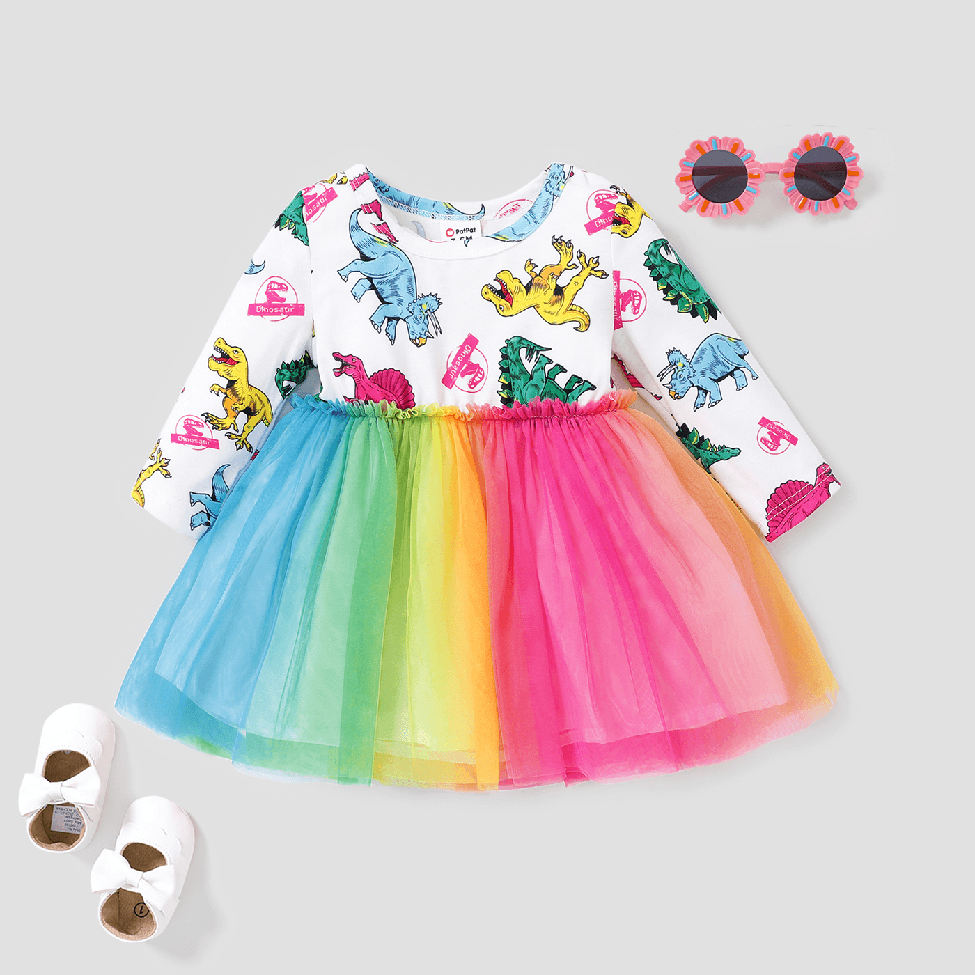 Baby Girl Sweet Animal Pattern Multi-layered Long Sleeve Dress