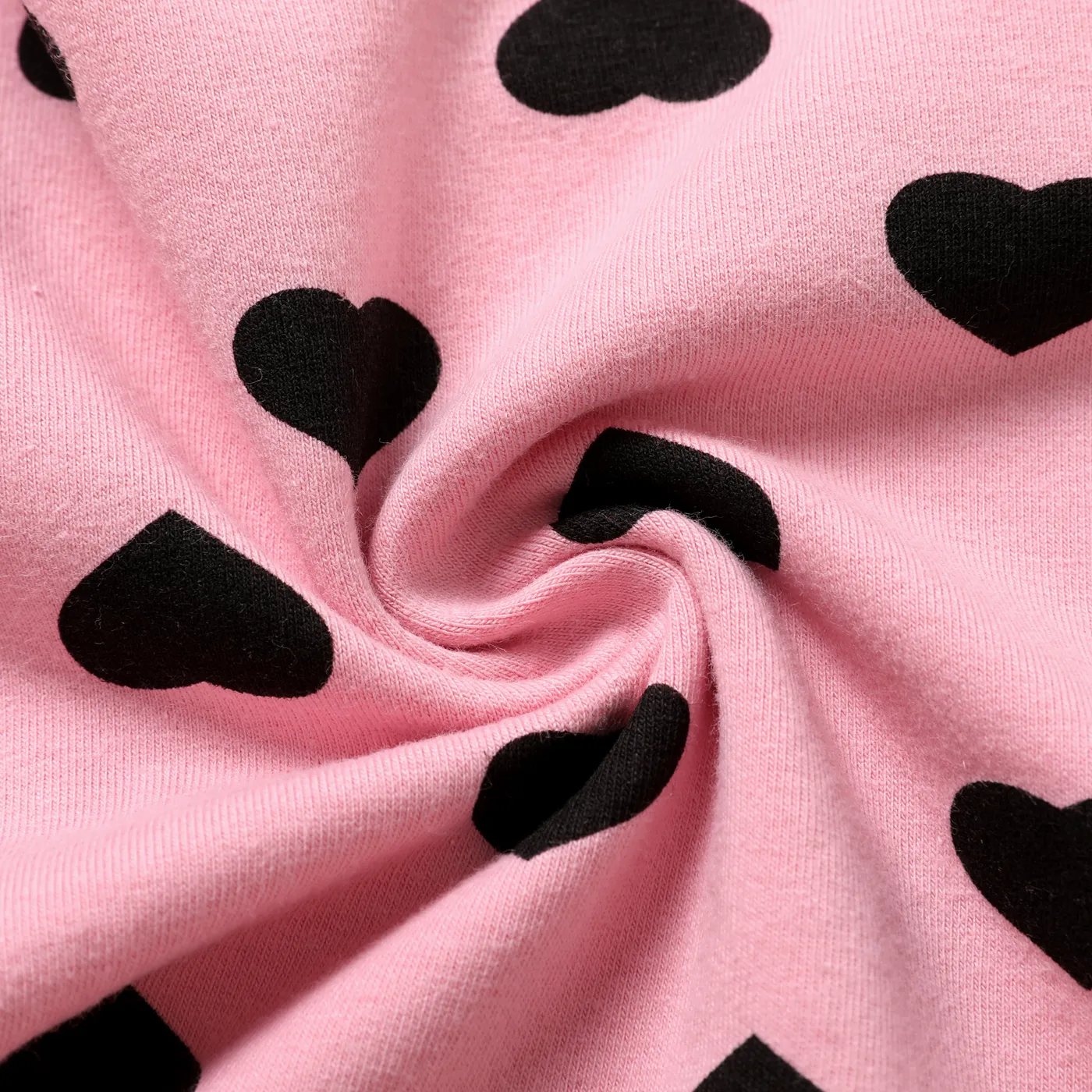 3pcs Baby Girl 95% Cotton Allover Heart Print Ruffle Long-sleeve Top and Pants & Headband Set Pink image 5