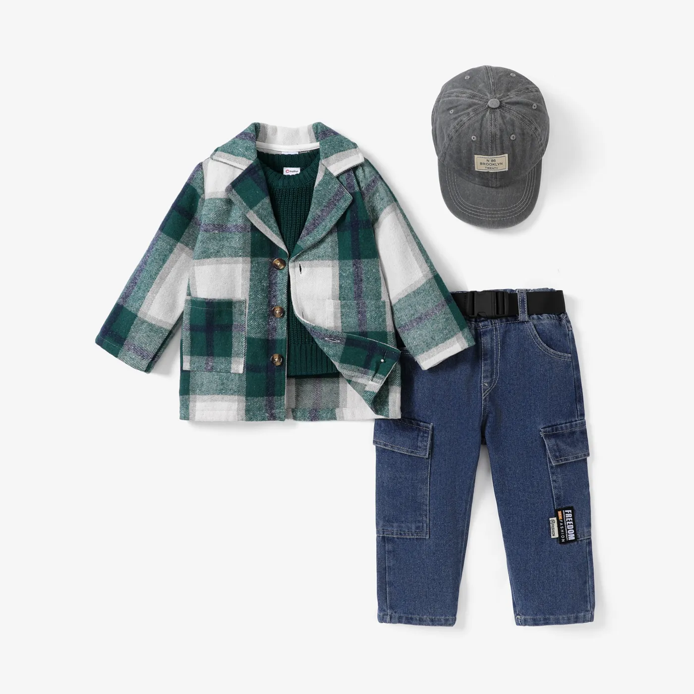 Toddler Boy/Girl Classic Grid Coat  Green big image 1