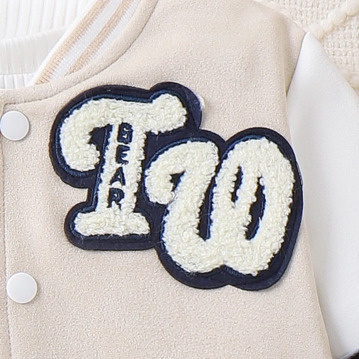 Toddler/Kid Girl/Boy Letter and Bear Pattern Baseball Jacket Apricot big image 1