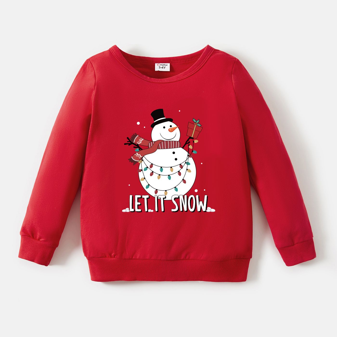 

Christmas Family Matching Solid Color Snowman Print Cotton Long Sleeve Tops