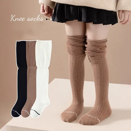 Toddler/kids Long combed cotton over-the-knee stacked piles of socks