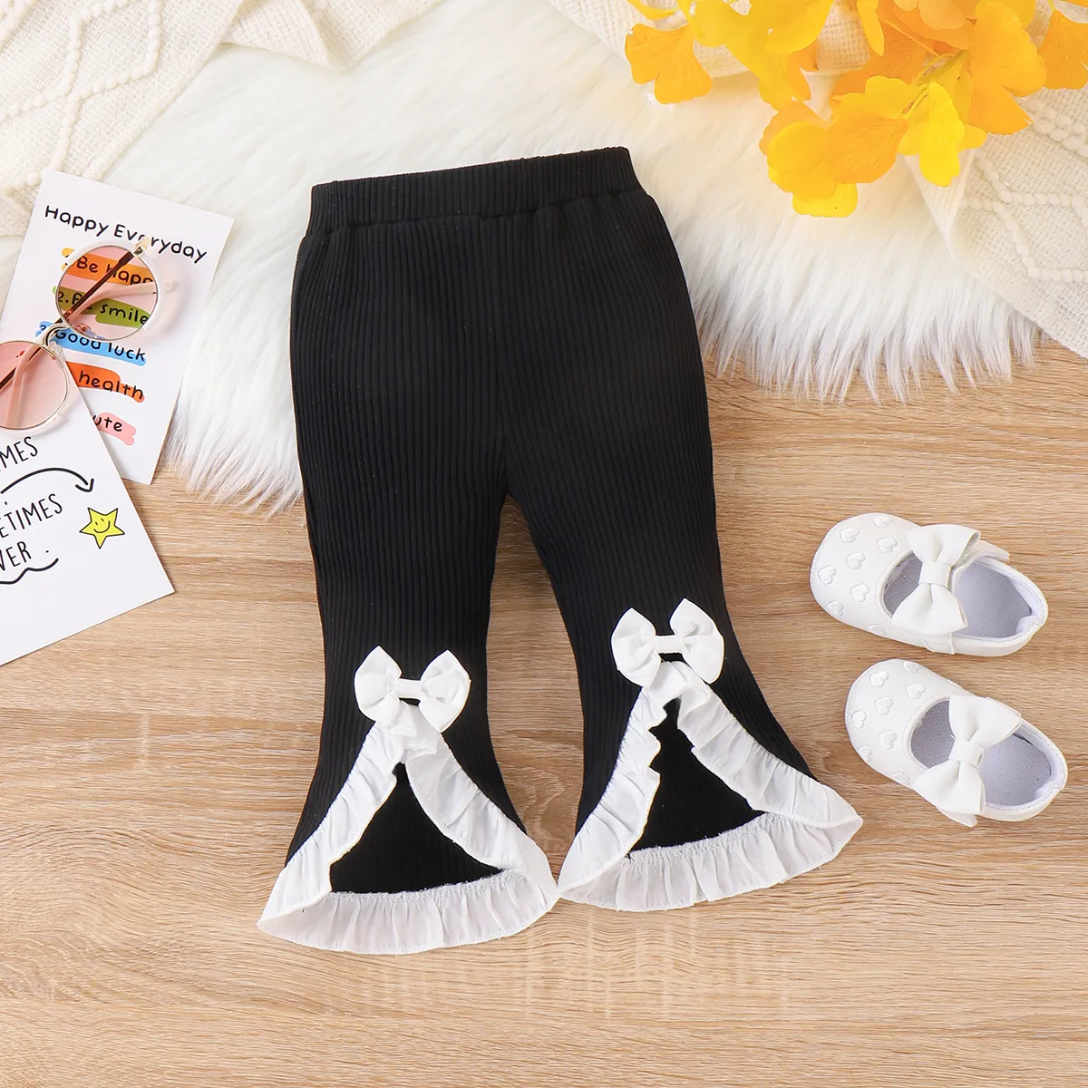 Baby Girl Agaric Edge Solid color Leggings
  big image 1