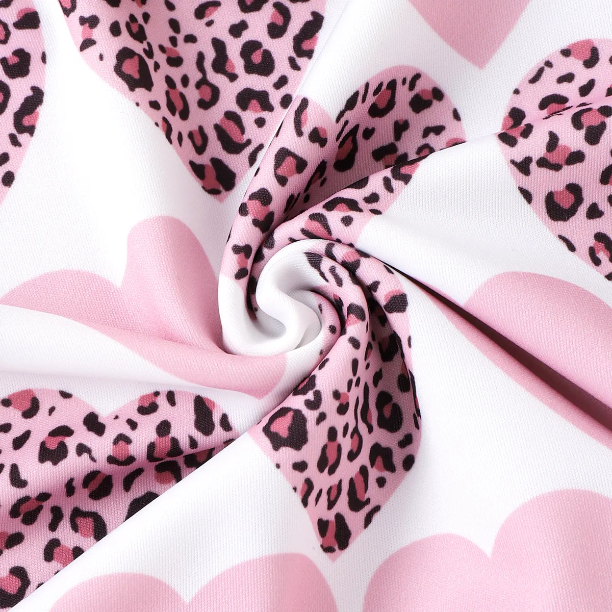 Kid Girl Allover Leopard Heart Print Long-sleeve Sweatshirt Pink big image 1