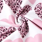 Kid Girl Allover Leopard Heart Print Long-sleeve Sweatshirt Pink image 2