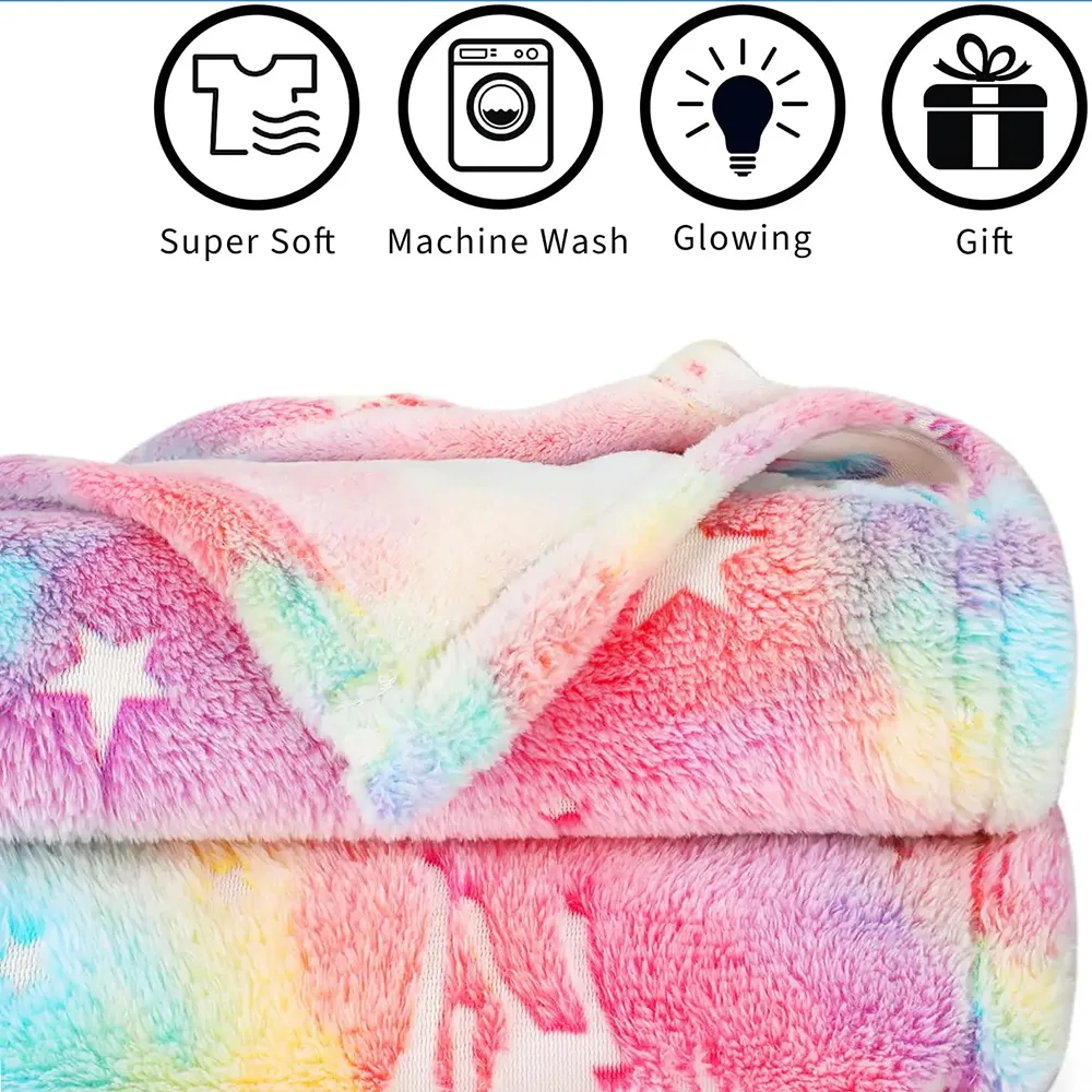 Flannel Night Light Glow Blanket for Kids Pink image 5