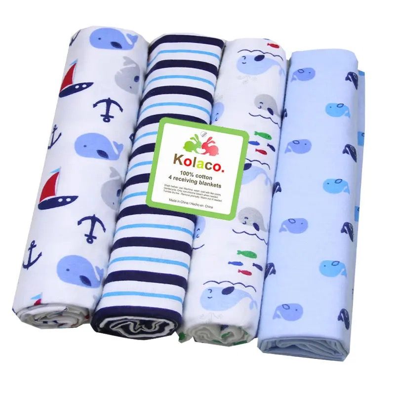 Set Of 4 Baby Flannel Blankets - Soft And Cozy Infant Swaddle Blankets