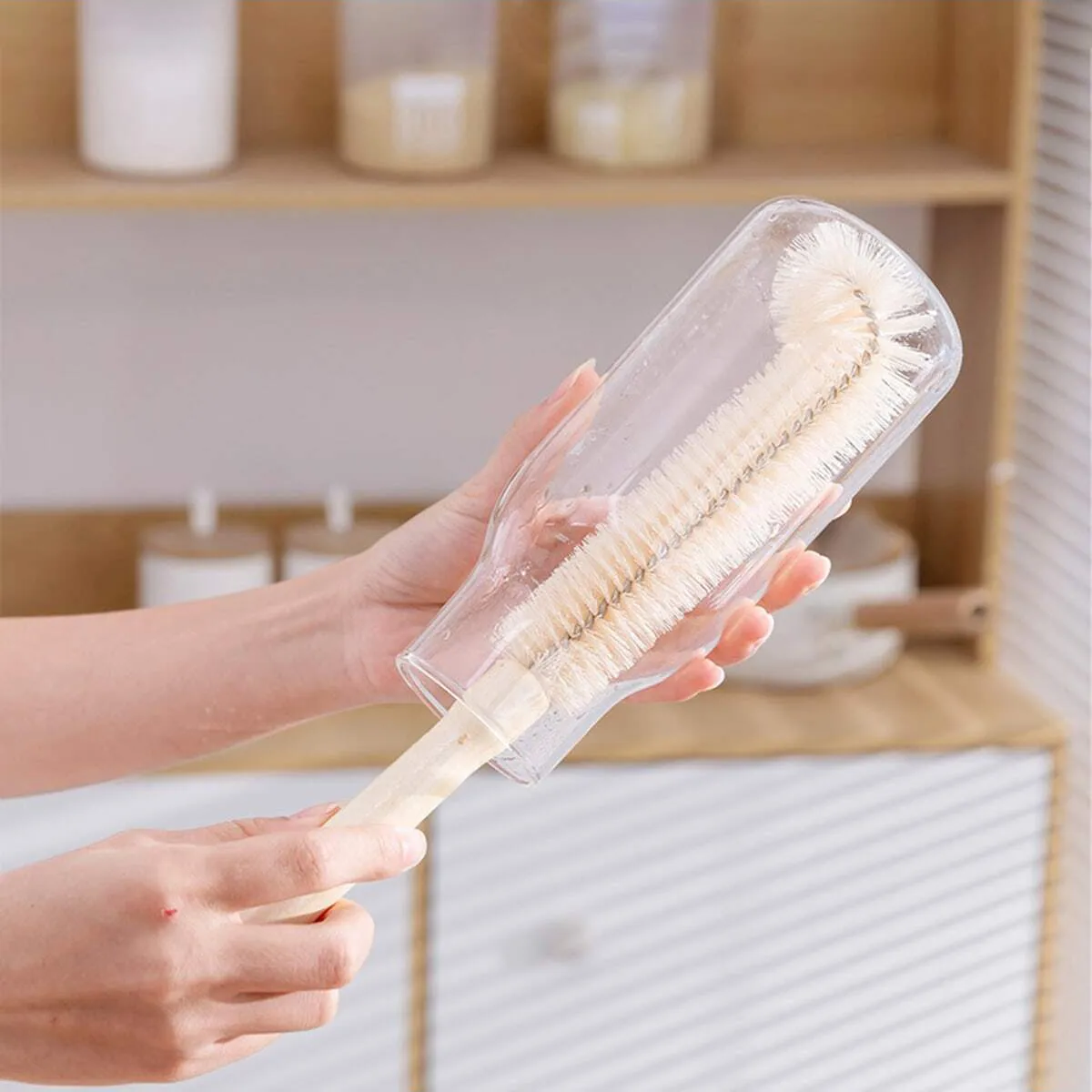 Long-handled wooden brush for cleaning insulated cups and blenders  image 3