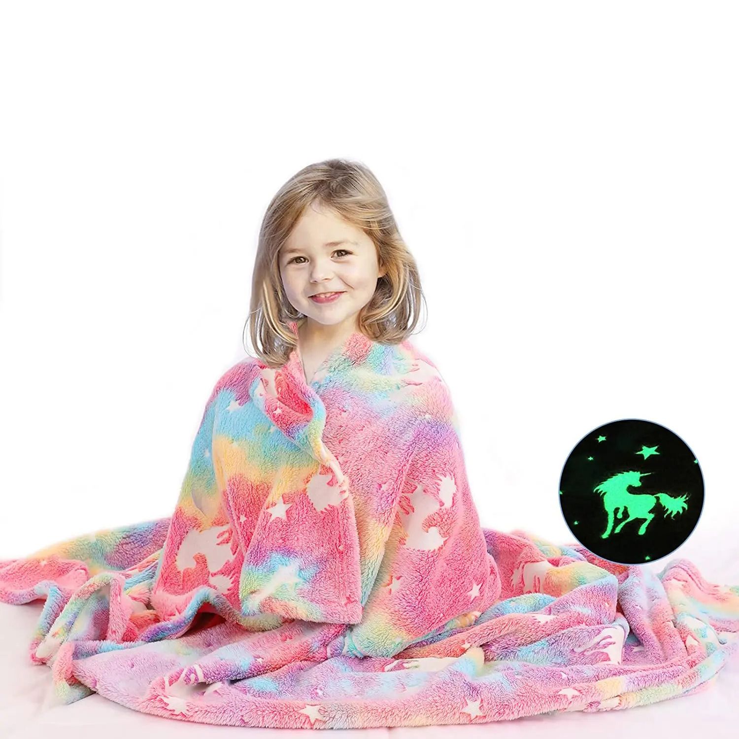 Flannel Night Light Glow Blanket For Kids