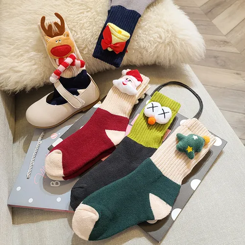 Toddler/kids Christmas Cartoon Doll Thickened Cotton Socks