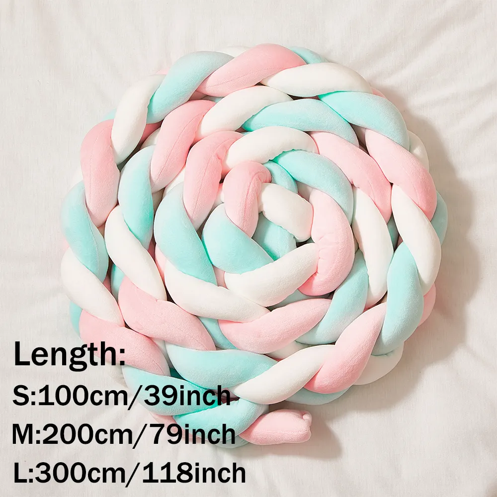 Crystal Velvet Braided Bumper with Anti-collision Design for Baby Bed Mint Green image 6