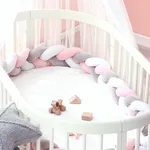 Crystal Velvet Braided Bumper with Anti-collision Design for Baby Bed Light Grey