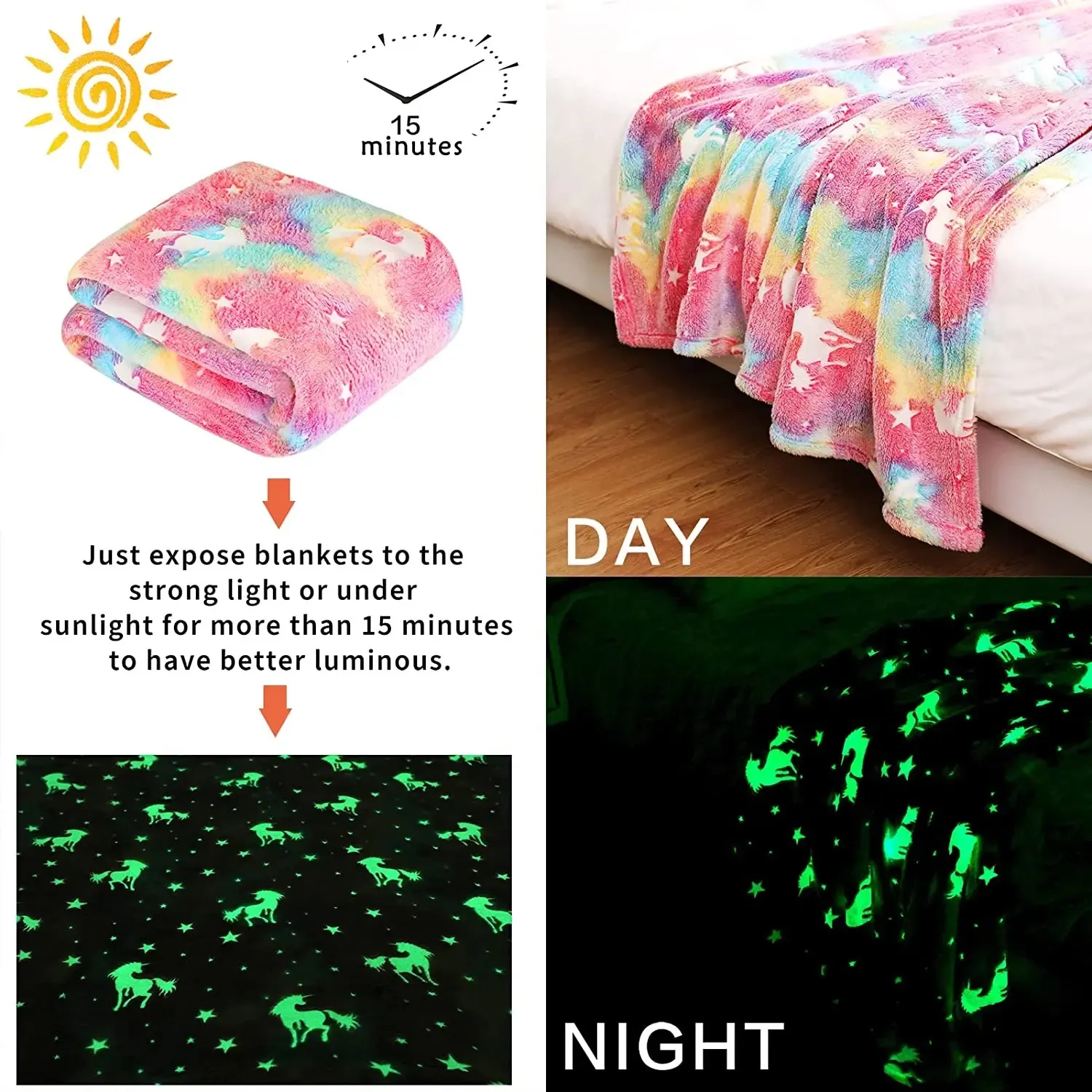 Flannel Night Light Glow Blanket for Kids Pink image 6