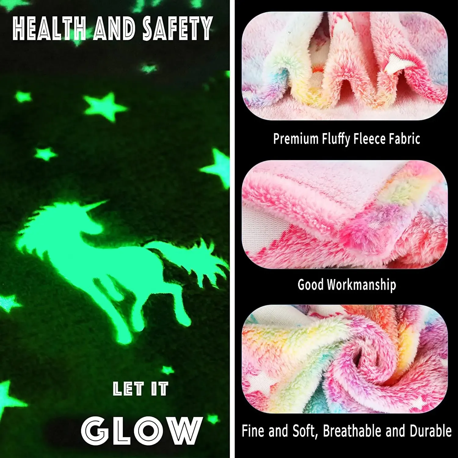 Flannel Night Light Glow Blanket for Kids Pink image 4