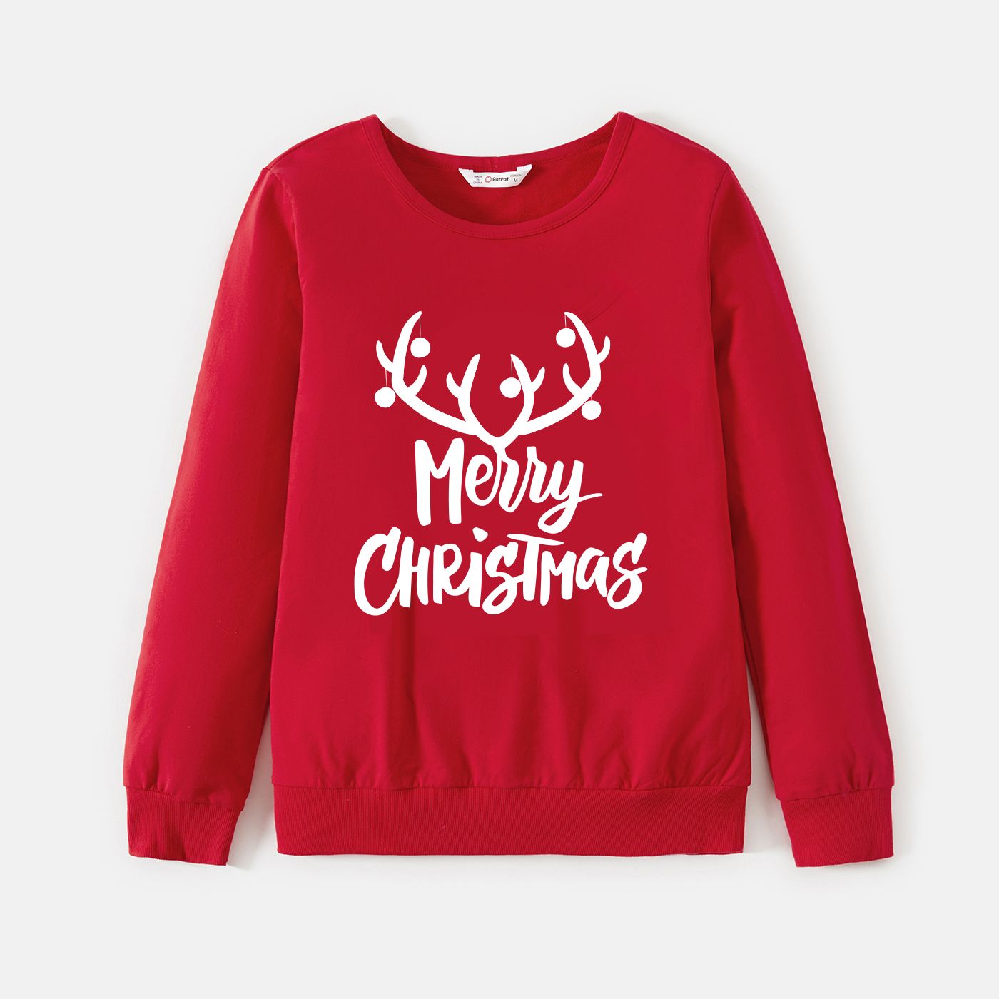 

Christmas Family Matching Solid Color Letters Print Cotton Long Sleeve Tops