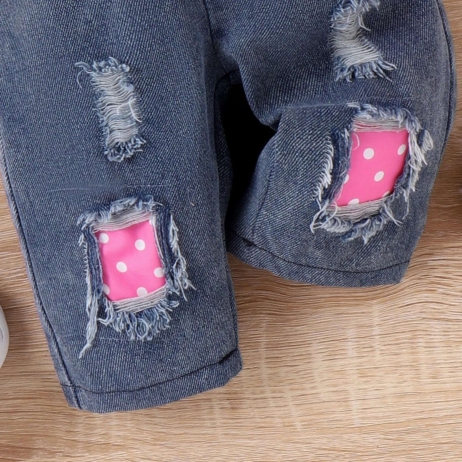 2pcs Baby Girls Ruffled Tshirt and 3D Cat Animal print Jeans Overall Set  Hot Pink image 5