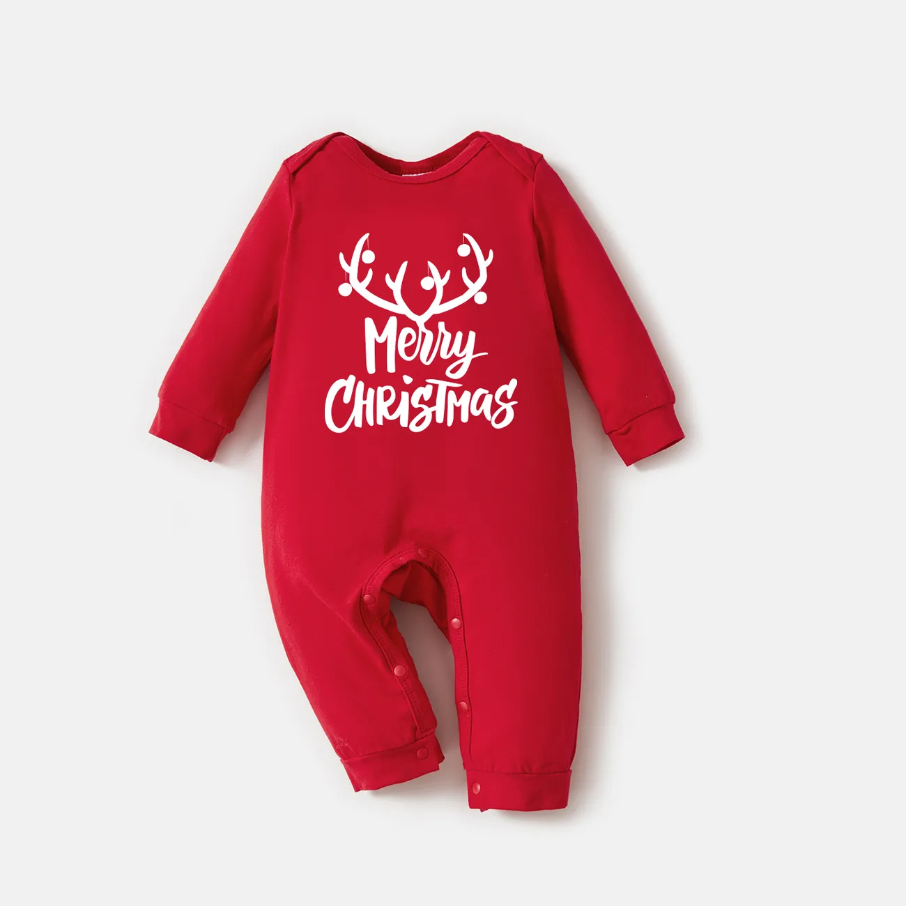 Christmas Family Matching Solid Color Letters Print Cotton Long Sleeve Sweatshirt Tops big image 1