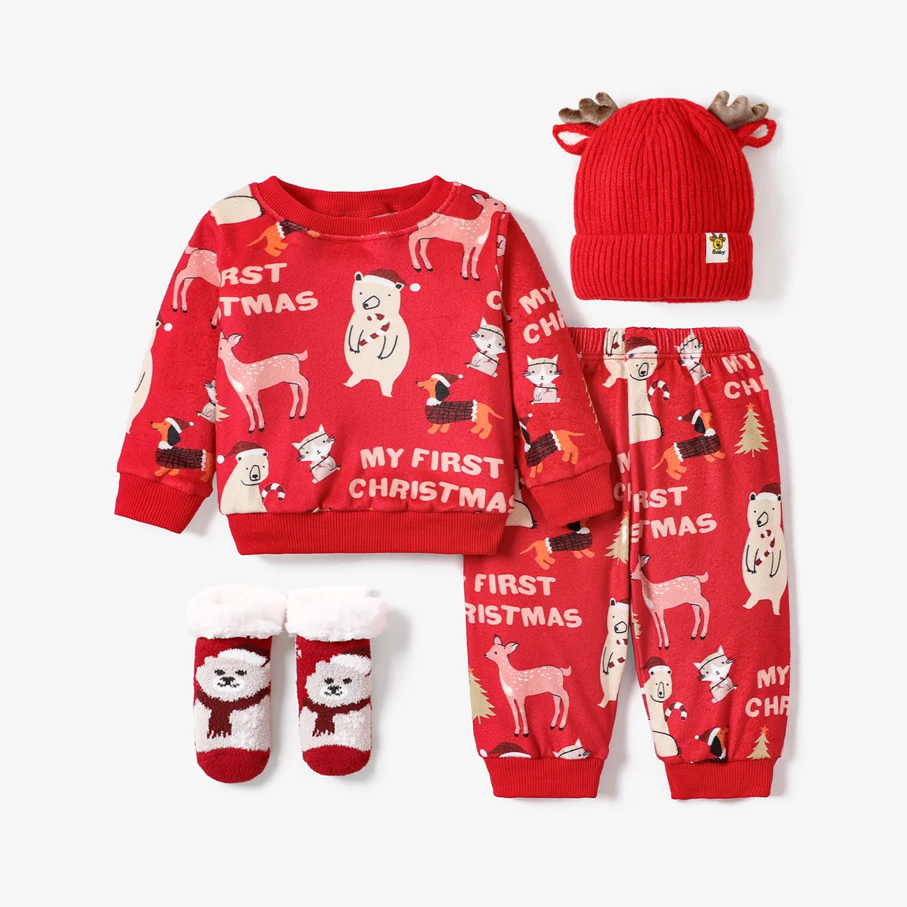 2pcs Baby Girl/Boy Christmas Childlike Style Set big image 1