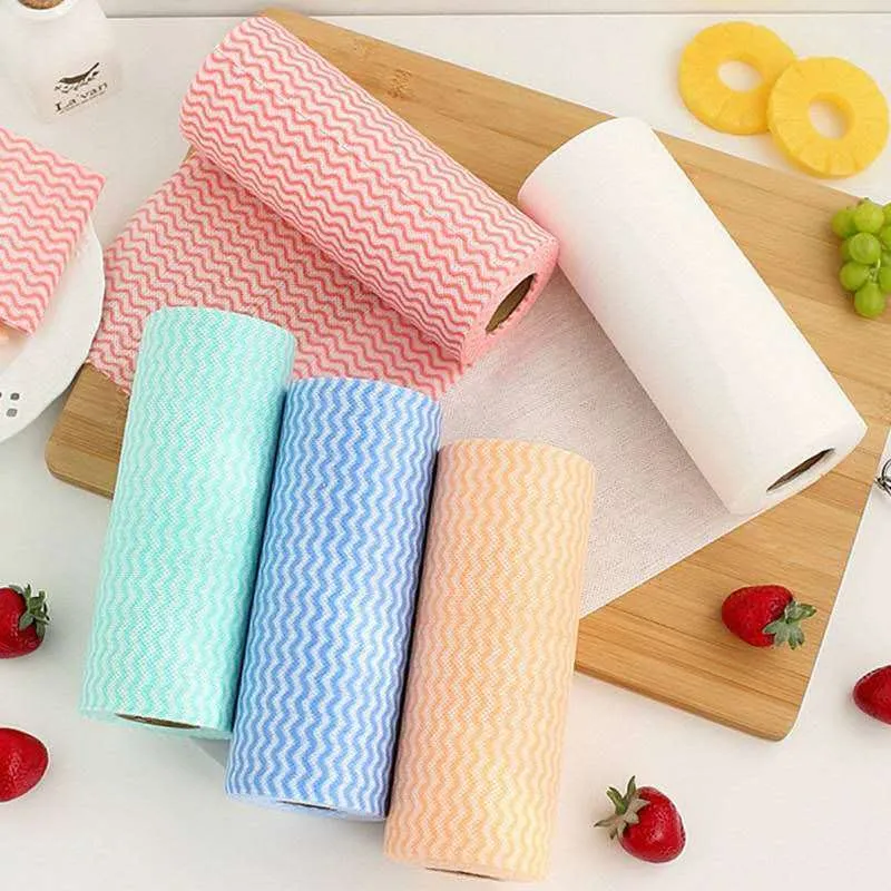 50-pack Wave-patterned Non-woven Disposable Dishwashing And Pot-wiping Cloth