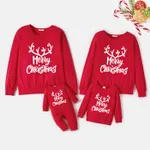 Christmas Family Matching Solid Color Letters Print Cotton Long Sleeve Sweatshirt Tops  image 2