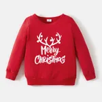 Christmas Family Matching Solid Color Letters Print Cotton Long Sleeve Sweatshirt Tops  image 6