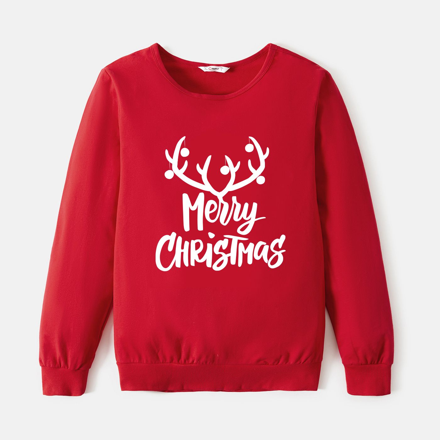 

Christmas Family Matching Solid Color Letters Print Cotton Long Sleeve Tops
