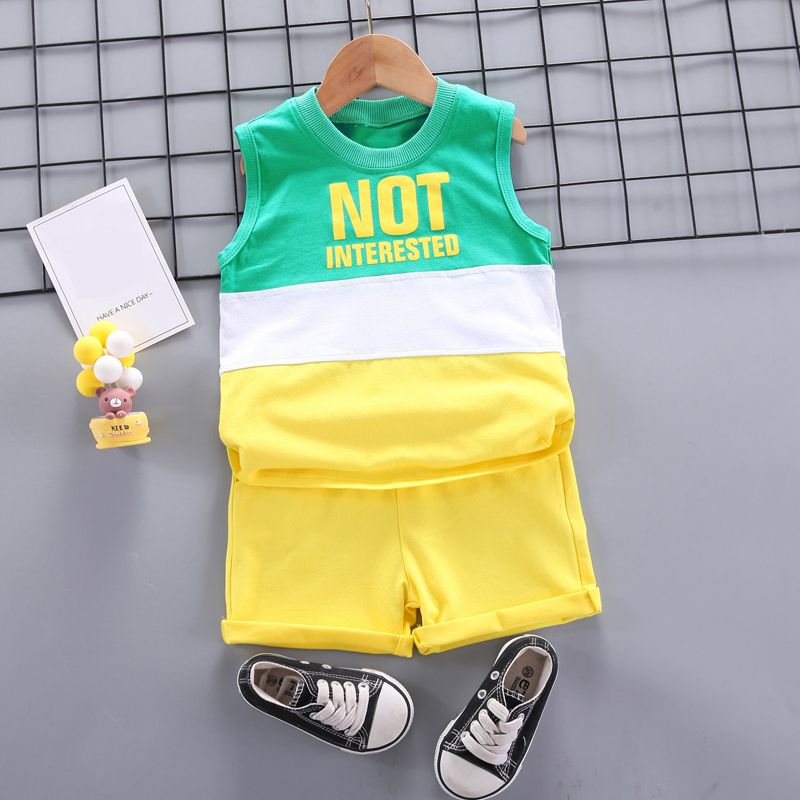 

2pcs Toddler Boy Color Block Cotton Tank Top & Shorts Set