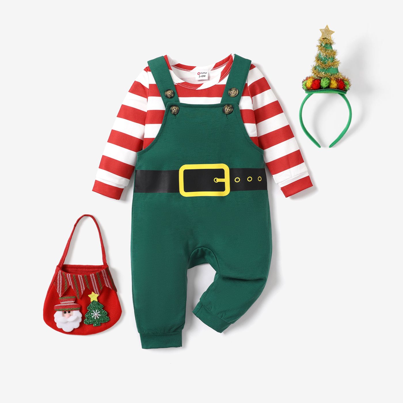 

2PCS Baby Boy/Girl Christmas Top/Hanging Strap Pant Set