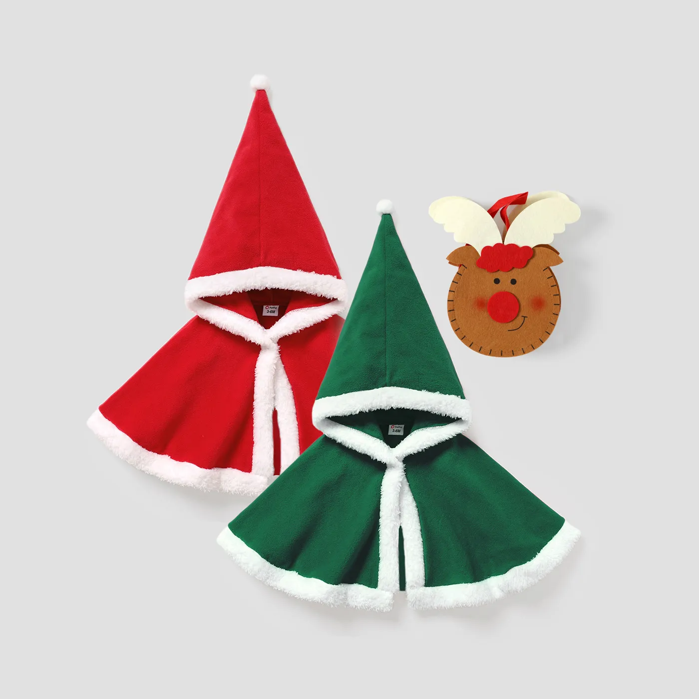 Baby Girl/Boy Solid Christmas Plush Hooded Jacket