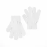 Toddler/kids casual Solid color knitted warm five-finger gloves for Boys and Girls White