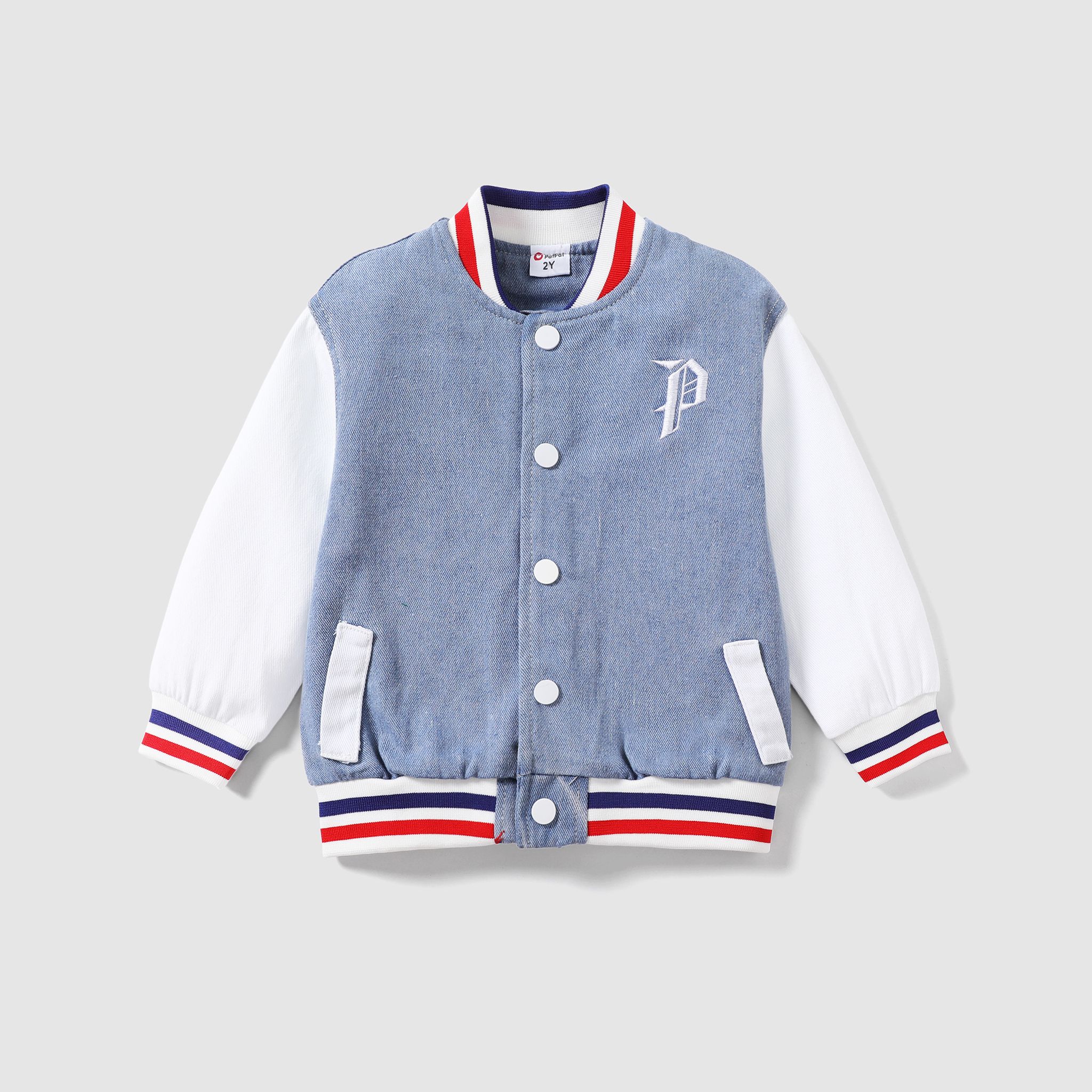 Toddler Boy Trendy Braided Letter Colorblock Denim Jacket