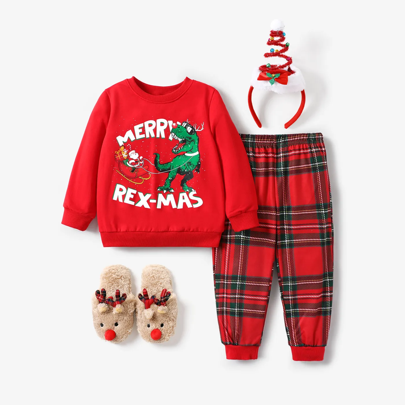 2pcs Toddler Boy Christmas Childlike Pattern Set