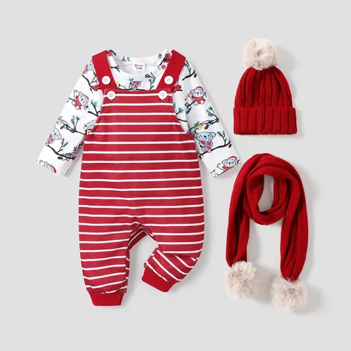 2PCS Baby Boy/Girl Christmas Childlike Top /Hanging Strap Pant Set