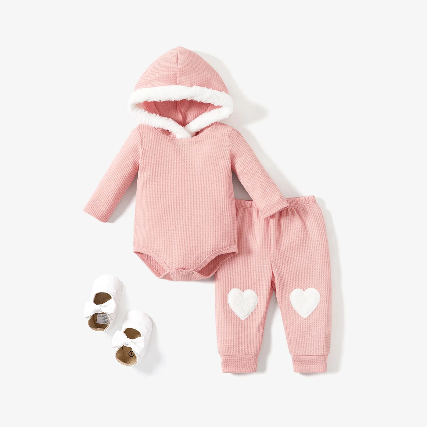 2PCS Baby Girl Sweet Hooded Top/Heart-shaped Pant  big image 1
