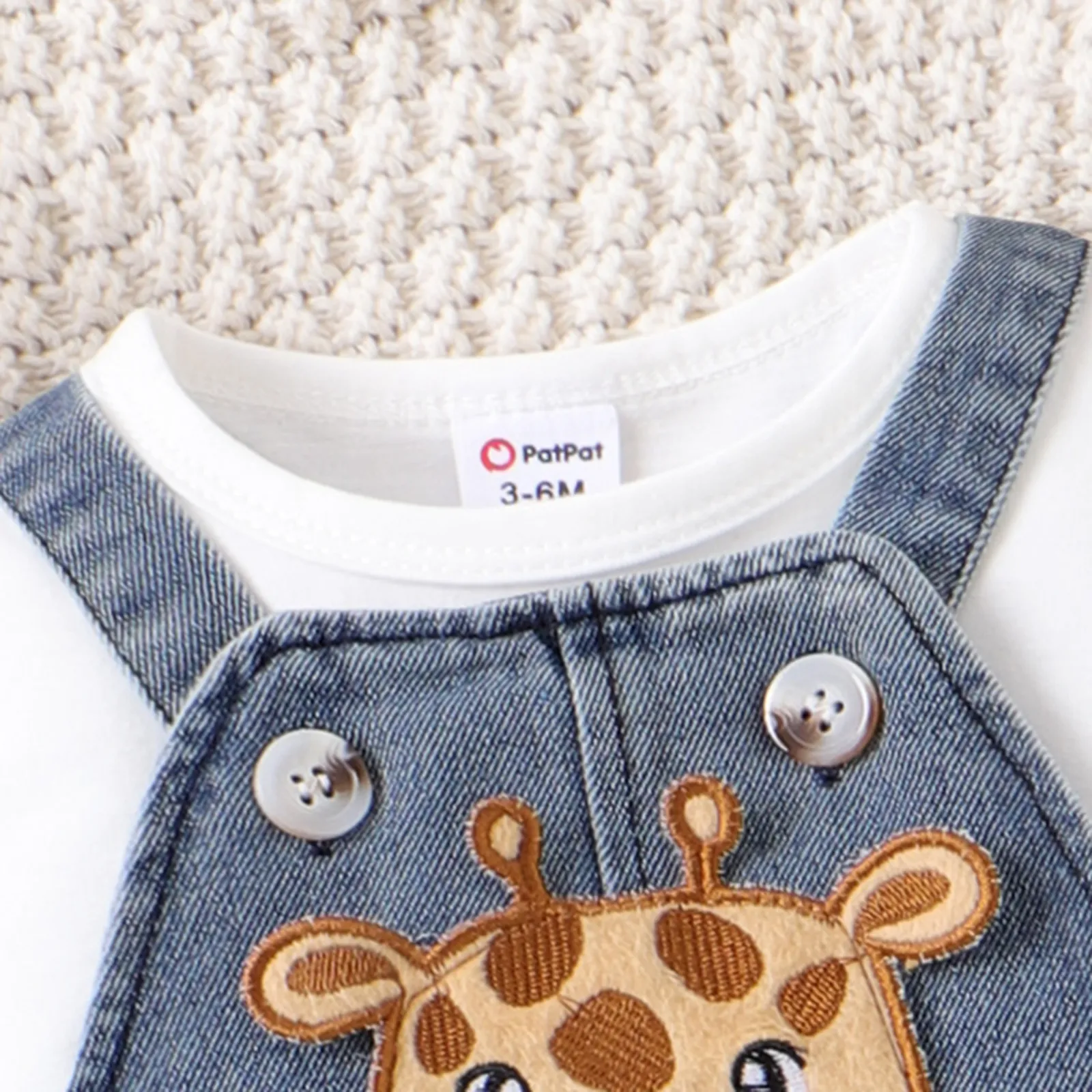 2pcs Baby Boy/Girl Childlike Giraffe Print Overalls Denim Set  image 4