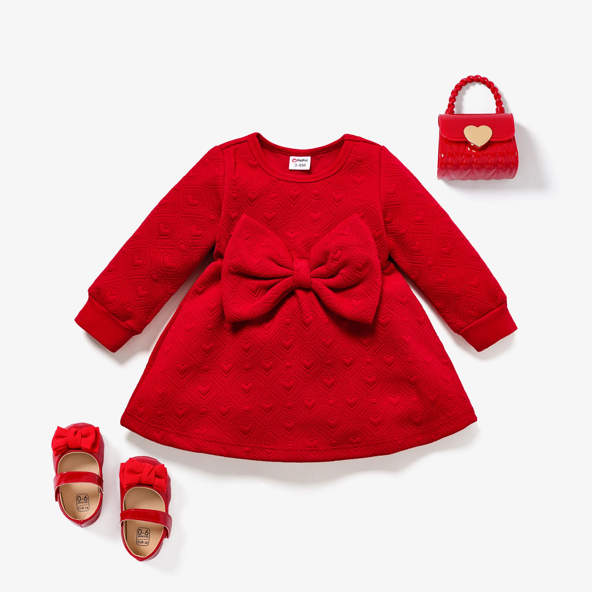 
Baby Girl Sweet Bow Decoration 3D Long Sleeve Dress 