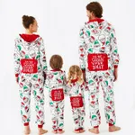 Christmas Family Matching Allover Santa Claus Print Long-sleeve Hooded Zipper Onesies Pajamas (Flame Resistant)  image 2