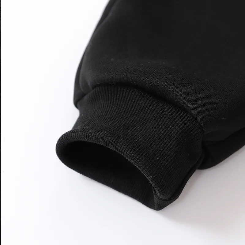 Calça de moletom masculina casual, tamanho grande, feita de 100% poliéster, lavável na máquina. Preto big image 1