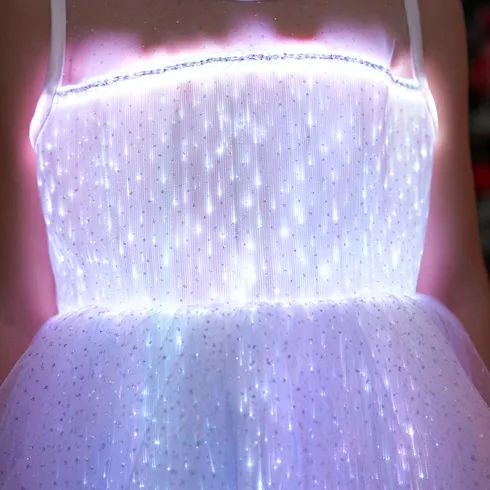 Go-Glow Light Up White Party Dress With Sequined Butterfly Including Controller (Built-In Battery) White big image 8