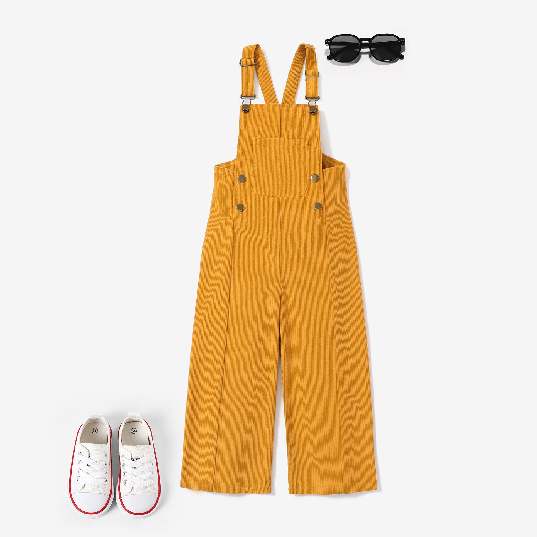 Kid Girl Avant-garde Design Solid Color Suspender Camisole Pant