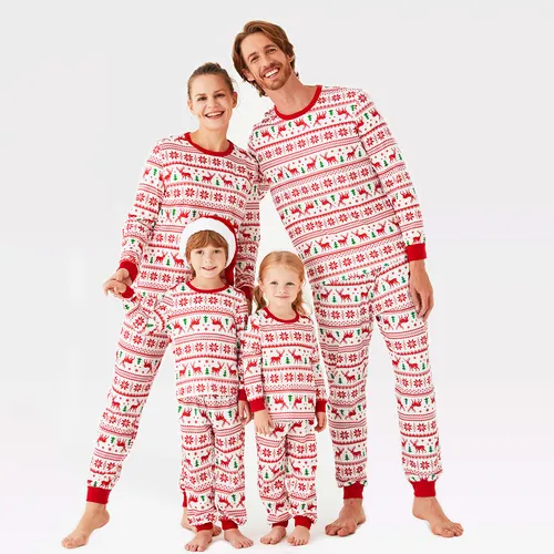 Christmas Reindeer and Snowflake Patterned Family Matching Pajamas Sets(Flame Resistant)