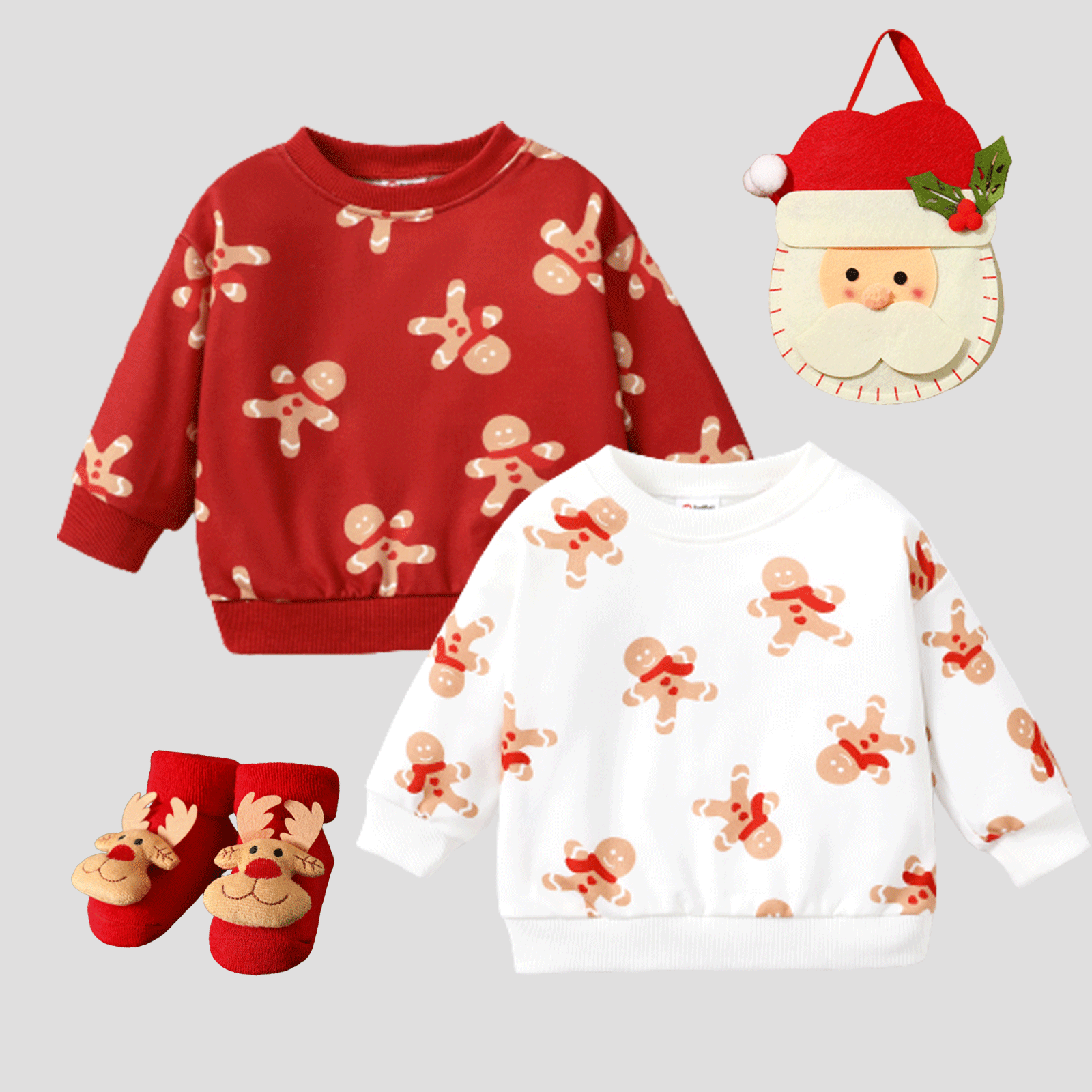 Baby Girl/Boy Gingerbread Man Pattern Christmas Hoodie 