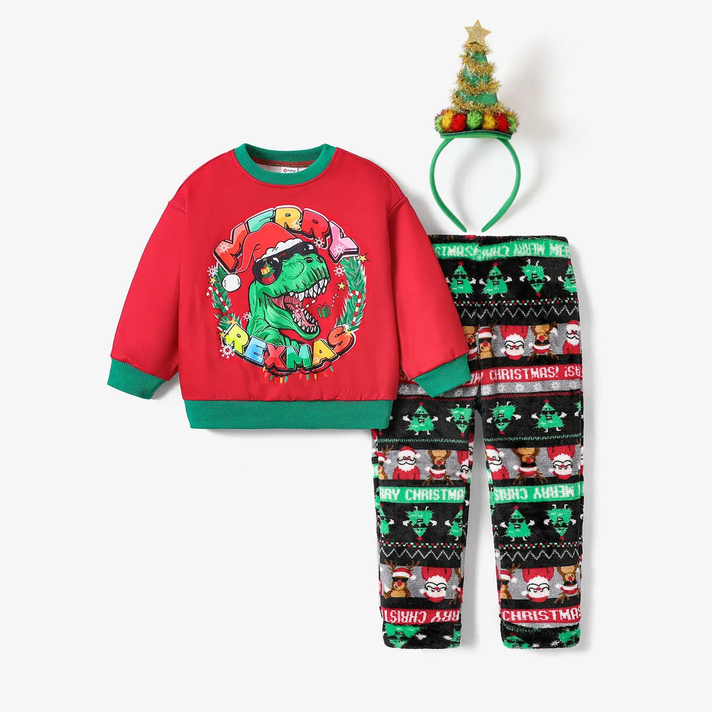2pcs Toddler Boy Christmas Childlike Long Sleeve Set 