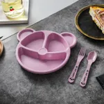 Cartoon Bear-shaped Cutlery Set with Divided Breakfast Plate Pink
