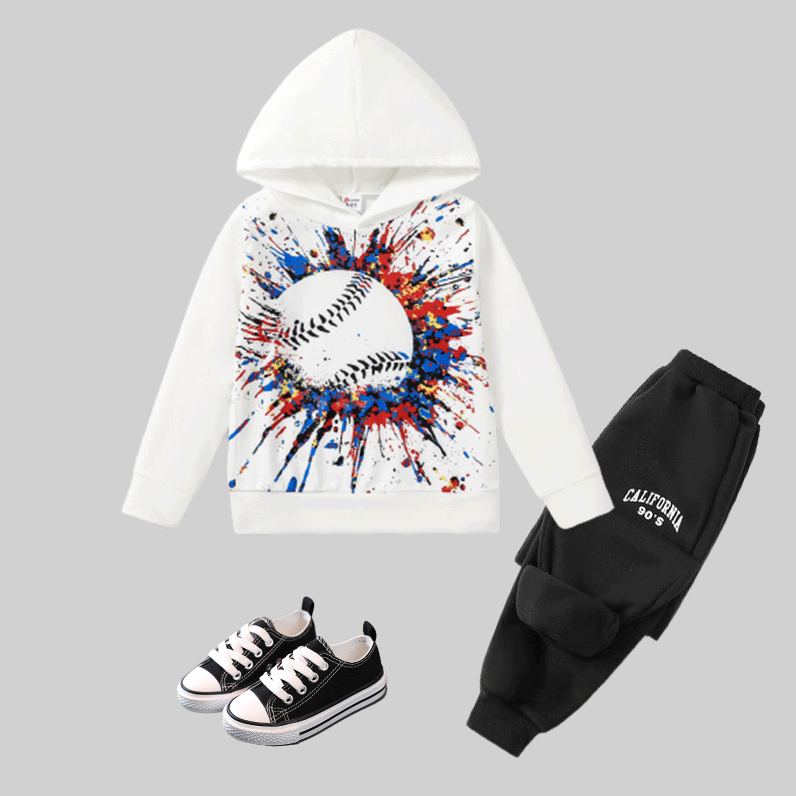 Kid Boy Ball Element Oversized Hooded Sweatshirt