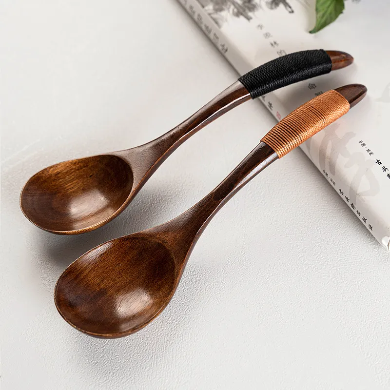 Creative domestic small soup spoon honey spoon jam wooden spoon children's small wooden spoon ladle Color-C image 4