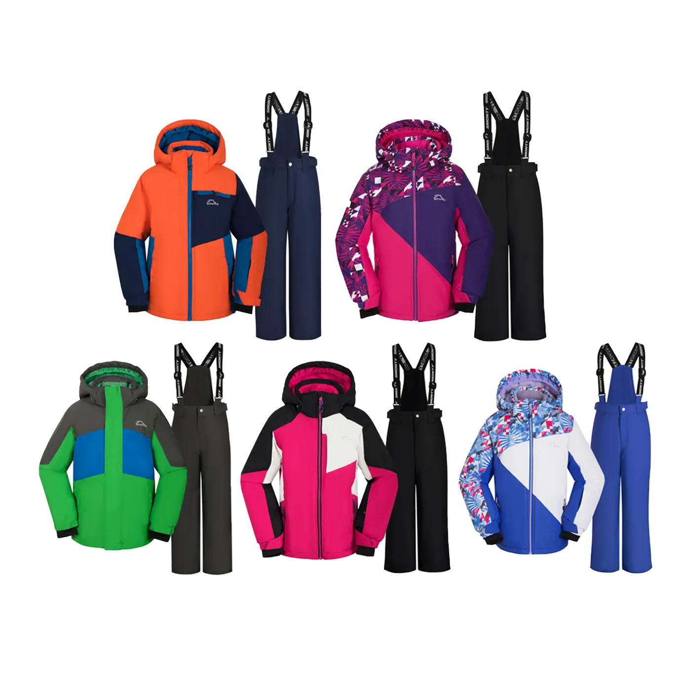 2PCS Kid Boy/Girl Windproof Waterproof Winter Ski Jacket & Pants Set Snow Suit